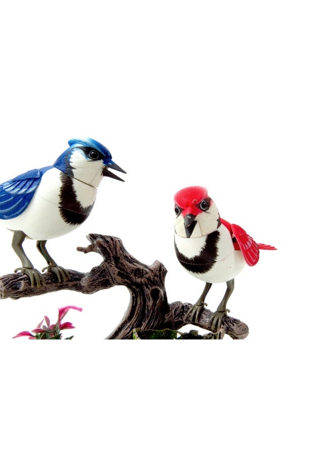 PowerTRC Baltimore Blue Jay Set | Realistic Birds | Toy Bird Pets | Sound Activated | for Enchanting Indoor Ambiance