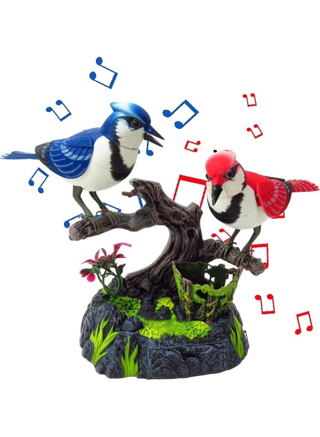 PowerTRC Baltimore Blue Jay Set | Realistic Birds | Toy Bird Pets | Sound Activated | for Enchanting Indoor Ambiance