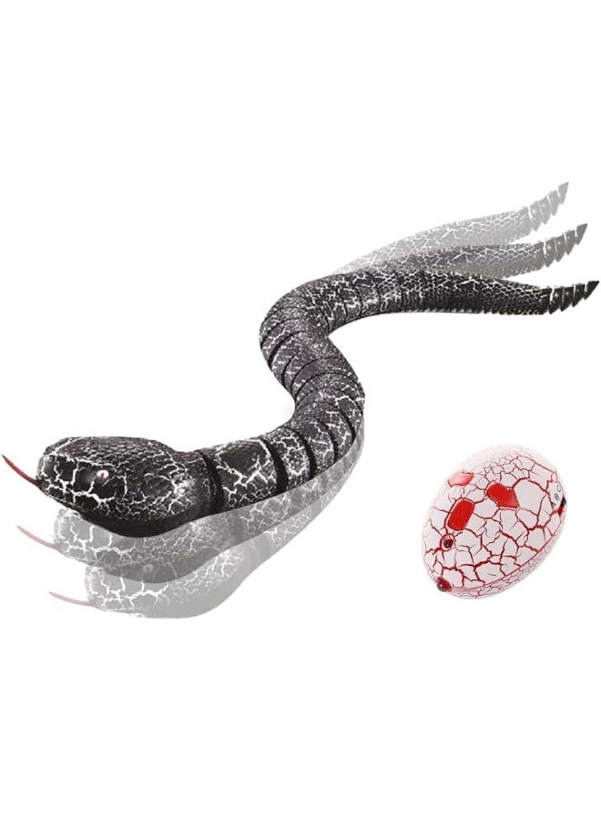 Liberty Imports 16 Inch Remote Control Rattle Snake Toy, Realistic Reptile Robot with Egg Shaped Infrared Receiver, RC Snake Prank Toy Ideal Gift for Kids or for Adults (Black)