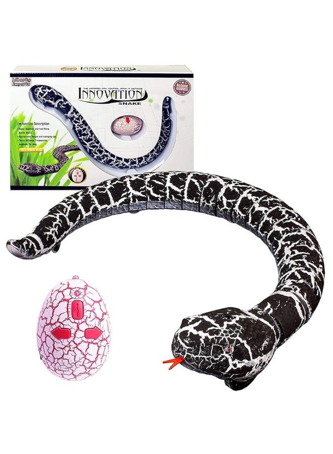 Liberty Imports 16 Inch Remote Control Rattle Snake Toy, Realistic Reptile Robot with Egg Shaped Infrared Receiver, RC Snake Prank Toy Ideal Gift for Kids or for Adults (Black)