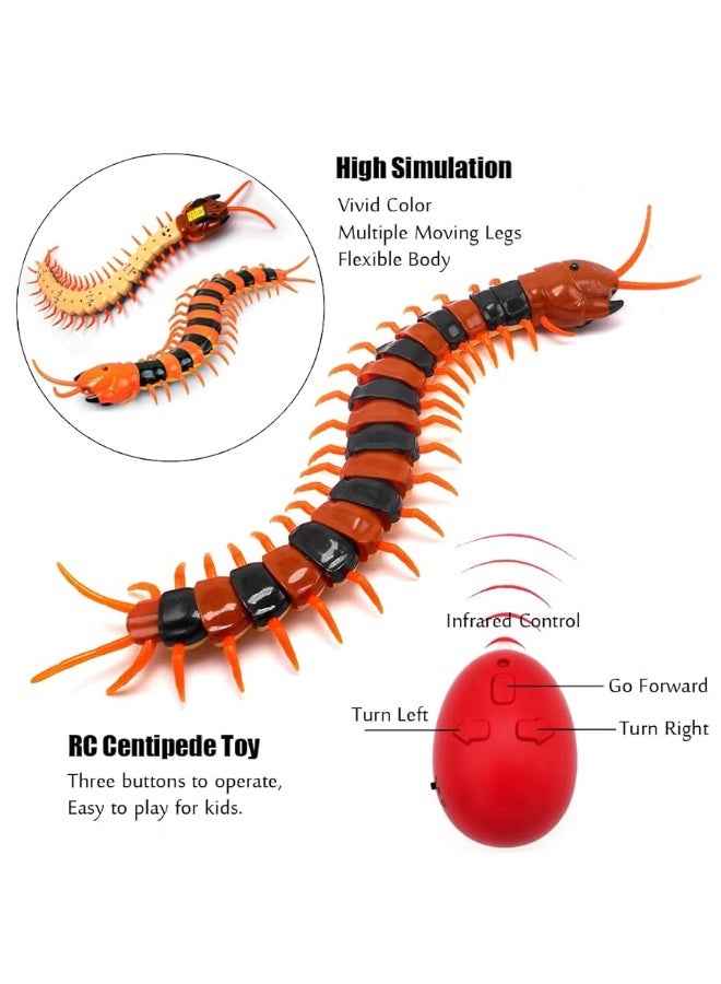 Tipmant Simulation RC Centipede Scolopendra Realistic Remote Control Vehicle Car Animal Insect Large Size Electric Prank Toy Kids Christmas Birthday Gifts (Orange Striped)