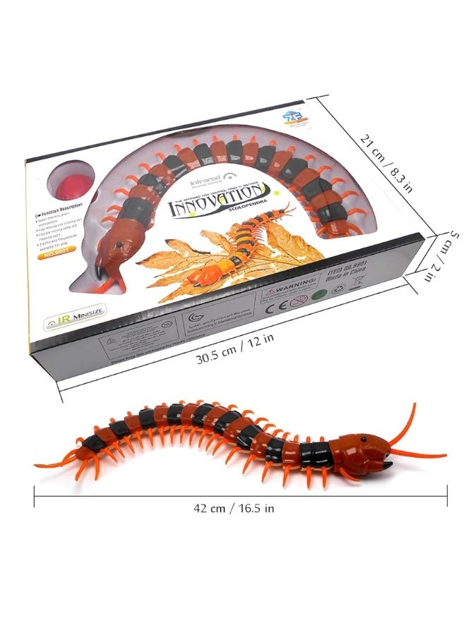 Tipmant Simulation RC Centipede Scolopendra Realistic Remote Control Vehicle Car Animal Insect Large Size Electric Prank Toy Kids Christmas Birthday Gifts (Orange Striped)