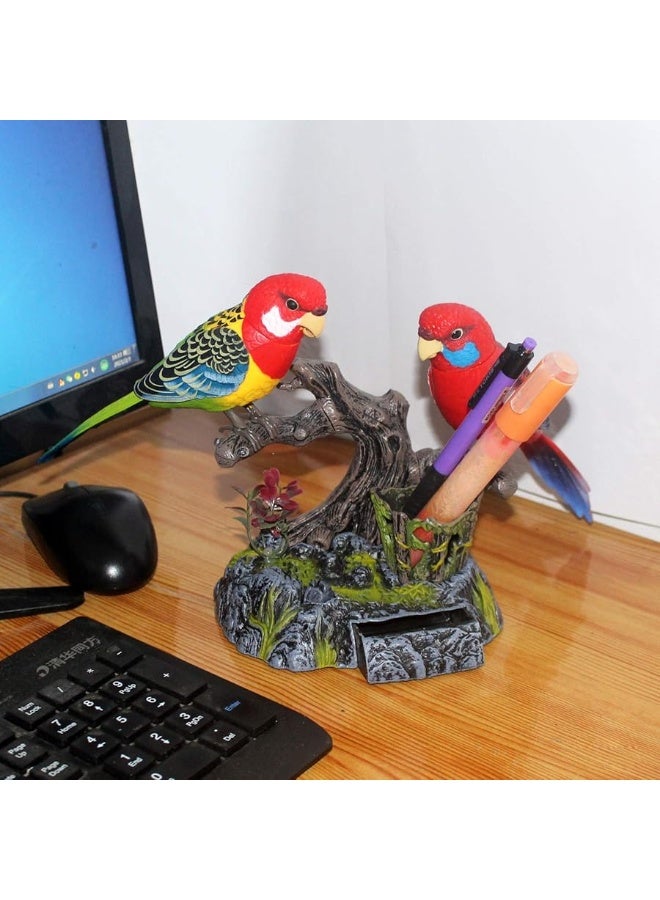 Tipmant Eelctric Birds Talking Parrots Electronic Pets Office Home Decoration Recording & Playback Function, Pen Holders Kids Toys