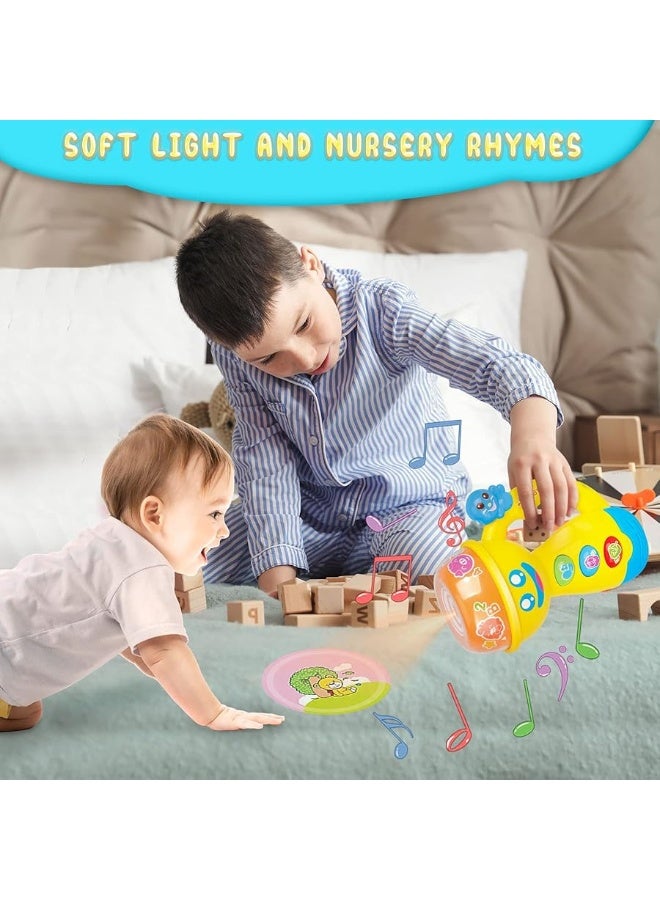 HISTOYE Kids Musical Flashlight Toys for Toddler Night Light Projector Toys for Baby Boy Girl 12-18 Months Pacify Flashlight Baby Toys with Lights and Music Toy Gifts for 1 2 3 4 Year Old Girl Boy