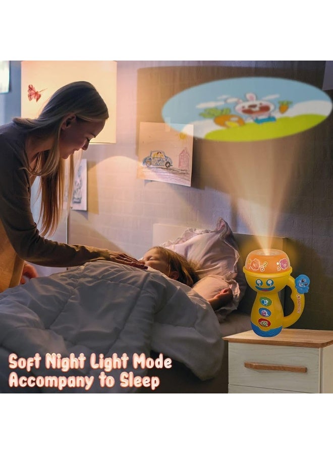 HISTOYE Kids Musical Flashlight Toys for Toddler Night Light Projector Toys for Baby Boy Girl 12-18 Months Pacify Flashlight Baby Toys with Lights and Music Toy Gifts for 1 2 3 4 Year Old Girl Boy