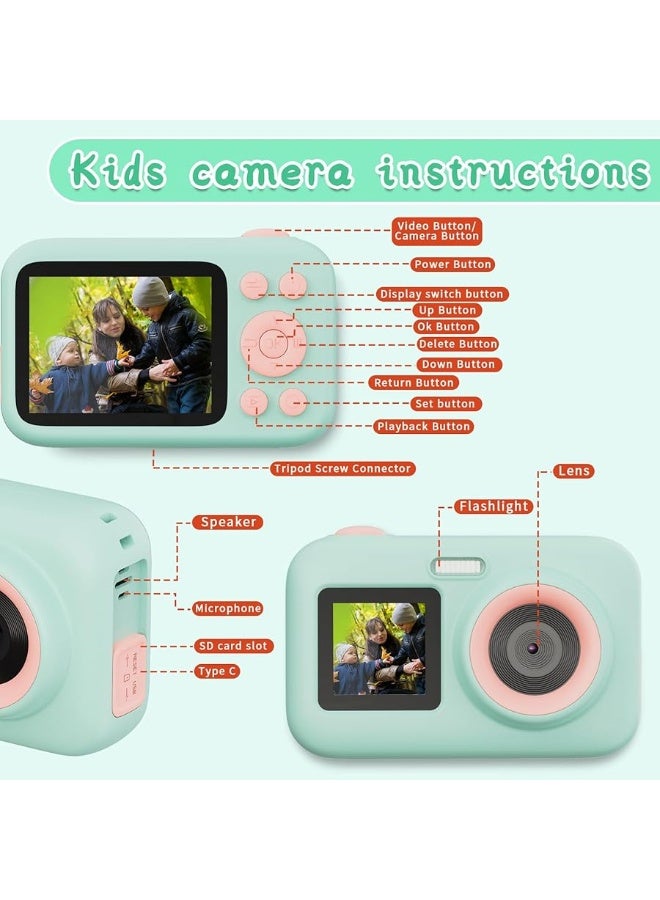 SJCAM Upgrade Kids Camera Dual Screen, Christmas Birthday Gifts for Girls Boys Age 3-10, 1080P 44MP HD Digital Video Cameras for Toddler, Portable Toy for 3 4 5 6 7 8 9 10 Year Old Children