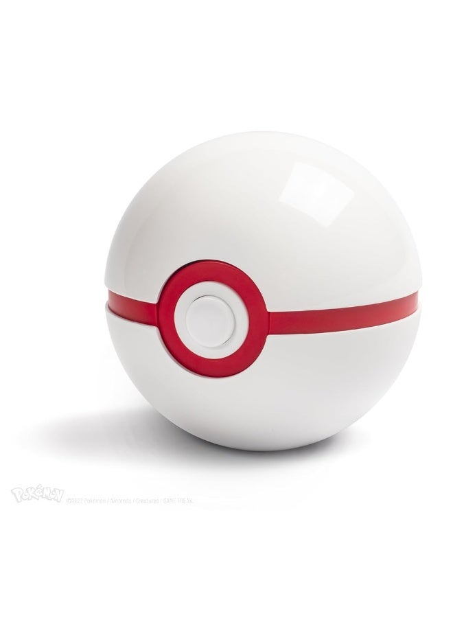 The Wand Company Premier Ball Authentic Replica - Realistic, Electronic, Die-Cast PokÃ© Ball with Display Case Light Features â€“ Officially Licensed by PokÃ©mon