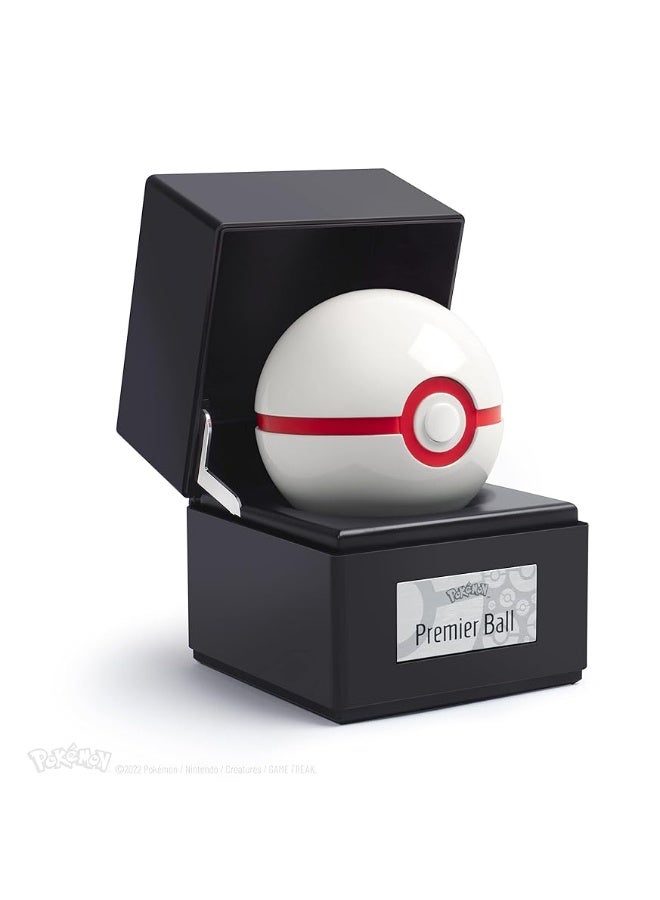 The Wand Company Premier Ball Authentic Replica - Realistic, Electronic, Die-Cast PokÃ© Ball with Display Case Light Features â€“ Officially Licensed by PokÃ©mon