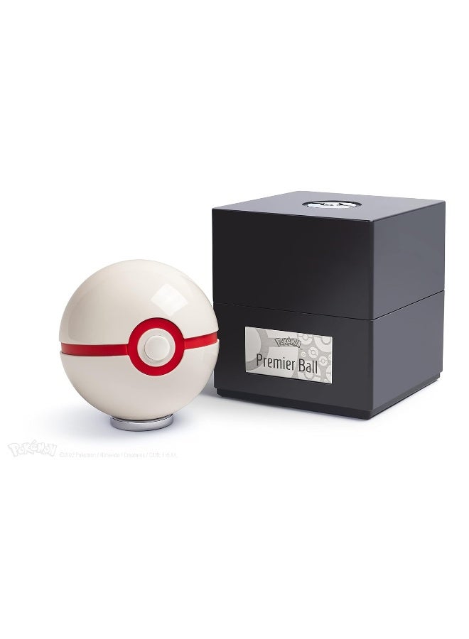 The Wand Company Premier Ball Authentic Replica - Realistic, Electronic, Die-Cast PokÃ© Ball with Display Case Light Features â€“ Officially Licensed by PokÃ©mon