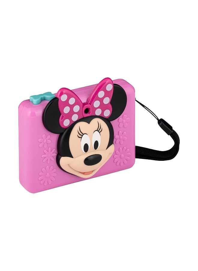 ekids Minnie Mouse Kids Camera with SD Card, Digital Camera for Kids with Video Camera, Built-in Digital Stickers for Fans of Disney Gifts for Girls