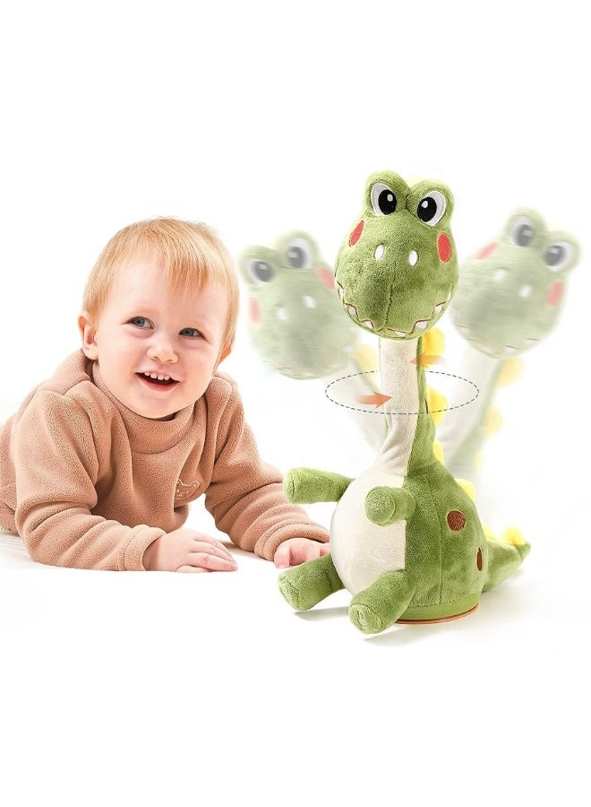 TUMAMA Dinosaur Dancing Talking Interactive Baby Toy, Mimicking Twisted Electronic Soft Plush Toy with Talking Recording Repeat Talking, Talking Dinosaur Toy for Kids Over 3 Years Old