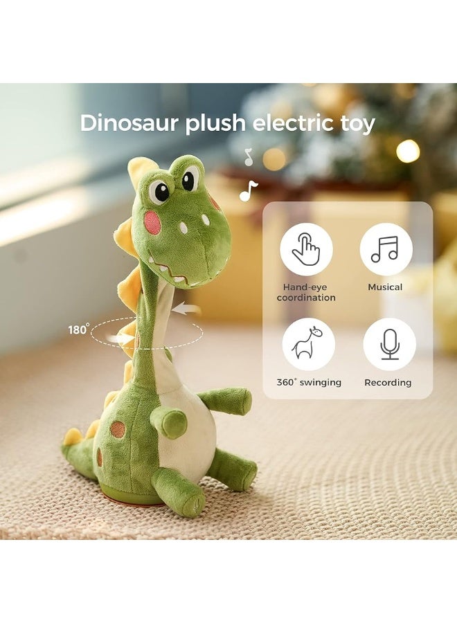 TUMAMA Dinosaur Dancing Talking Interactive Baby Toy, Mimicking Twisted Electronic Soft Plush Toy with Talking Recording Repeat Talking, Talking Dinosaur Toy for Kids Over 3 Years Old