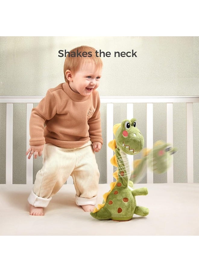 TUMAMA Dinosaur Dancing Talking Interactive Baby Toy, Mimicking Twisted Electronic Soft Plush Toy with Talking Recording Repeat Talking, Talking Dinosaur Toy for Kids Over 3 Years Old