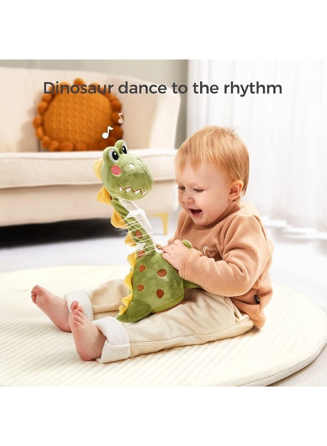 TUMAMA Dinosaur Dancing Talking Interactive Baby Toy, Mimicking Twisted Electronic Soft Plush Toy with Talking Recording Repeat Talking, Talking Dinosaur Toy for Kids Over 3 Years Old