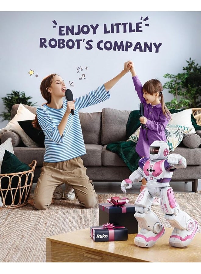 Ruko 6088 Robot Toys for Kids, RC Robot for Girls, Gesture Sensing Interactive Smart Robot, Singing Dancing Rechargeable Programmable, Gifts for Girls & Boys 3 4 5 6 Years Old, Pink