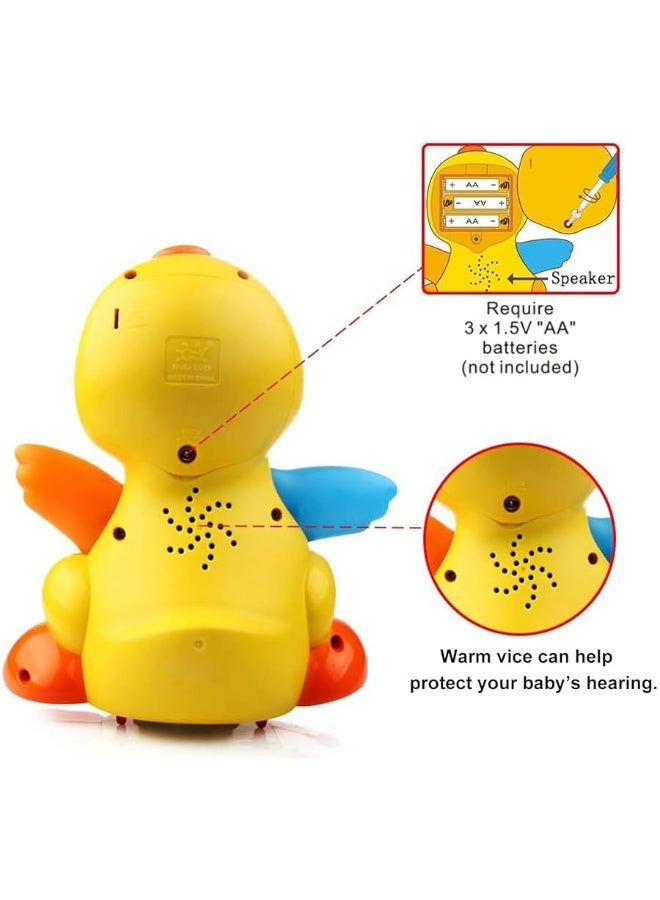 Musical Flapping Yellow Duck Interactive Action Educational Learning Walking Light Up Dancing Toy for 1 Year Old Baby Toddler Infant