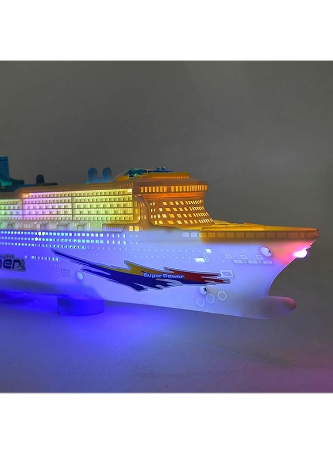 XAPUNK Colorful Ocean Liner Cruise Ship Boat Electric Flashing LED Light Sound,50x13x5 cm/19.7x5.1x2 in, Cannot Placed in Water, Cannot Float on Water