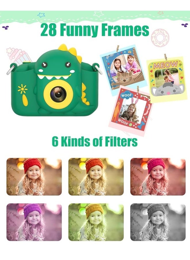 Kids Camera for Boys Girls Toddlers Childrens 3-8 Years Old Christmas Birthday Gifts Toys Selfie Digital Dual Camera with 32GB Card