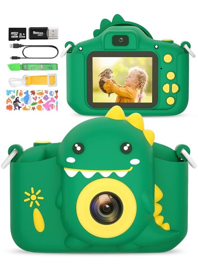 Kids Camera for Boys Girls Toddlers Childrens 3-8 Years Old Christmas Birthday Gifts Toys Selfie Digital Dual Camera with 32GB Card