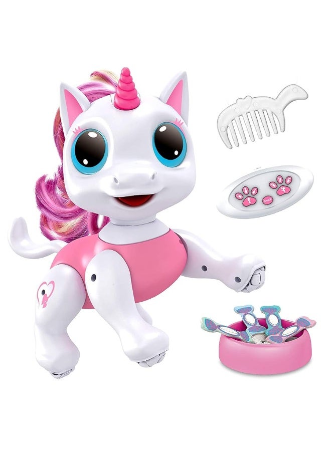 Power Your Fun Unicorn Robo Pets Unicorn Toy for Girls and Boys - Remote Control Robot Toy with Interactive Hand Motion Gestures, STEM Toy Program Treats, Walking, Dancing Robot Unicorn Kids Toy Pink