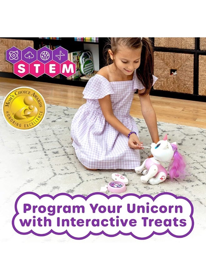 Power Your Fun Unicorn Robo Pets Unicorn Toy for Girls and Boys - Remote Control Robot Toy with Interactive Hand Motion Gestures, STEM Toy Program Treats, Walking, Dancing Robot Unicorn Kids Toy Pink