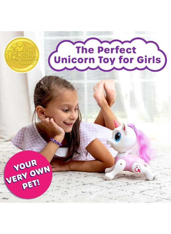 Power Your Fun Unicorn Robo Pets Unicorn Toy for Girls and Boys - Remote Control Robot Toy with Interactive Hand Motion Gestures, STEM Toy Program Treats, Walking, Dancing Robot Unicorn Kids Toy Pink