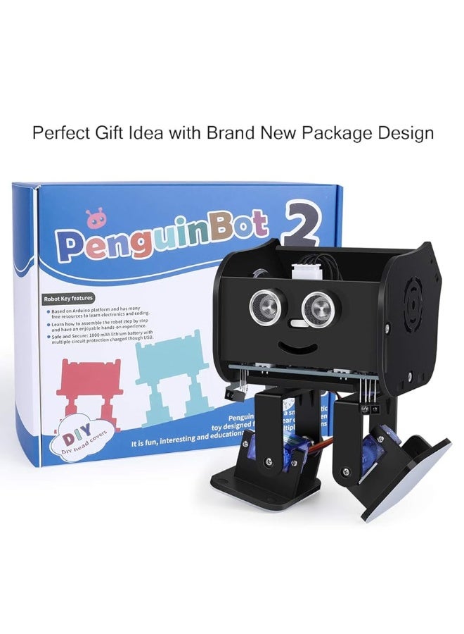 ELEGOO Penguin Bot Biped Robot Kit Compatible with Arduino IDE, STEM Project for Kids, Teens, Adults, Robotics & Engineering Toy, Science & Coding Set for Kids, Gift for Boys Girls (Black)