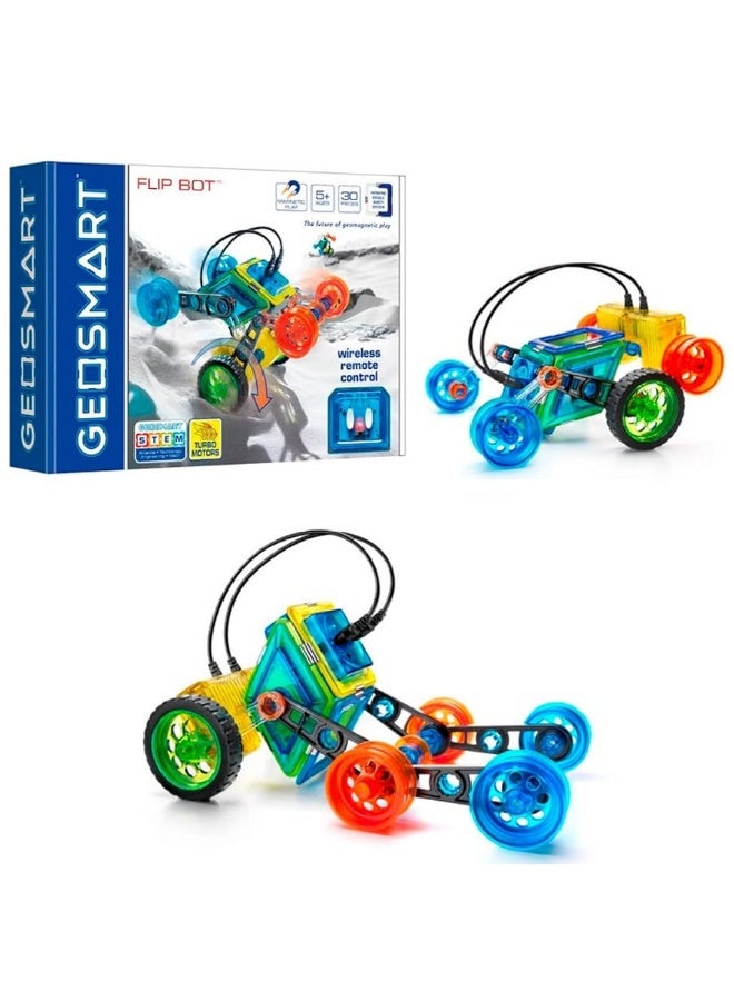 GeoSmart Flip Bot - Build Remote-Controlled GeoMagnetic Vehicles with This STEM Focused Magnetic Construction Set Featuring Rechargeable Turbo Motors