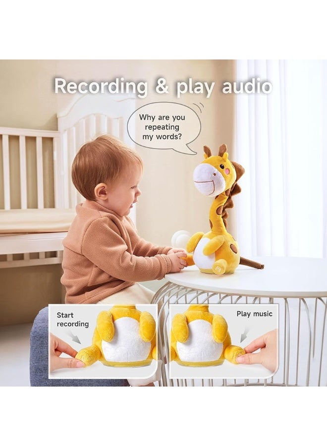 TUMAMA Dancing Talking Giraffe Toy, Mimicking Twisting Electronic Soft Plush Giraffe Toy with Record & Repeating What You Say, Singing Interactive Baby Toy for Toddler Boys Girls Gifts