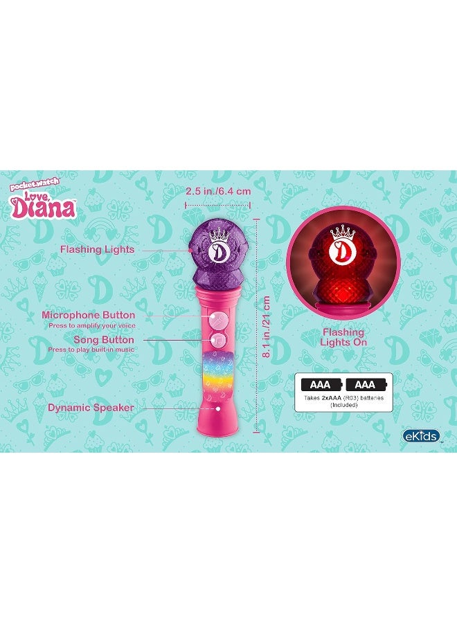 Love Diana Toy Microphone for Kids, Musical Toy for Girls with Built-in Music, Kids Microphone Designed for Fans of Love Diana Toys and Gifts