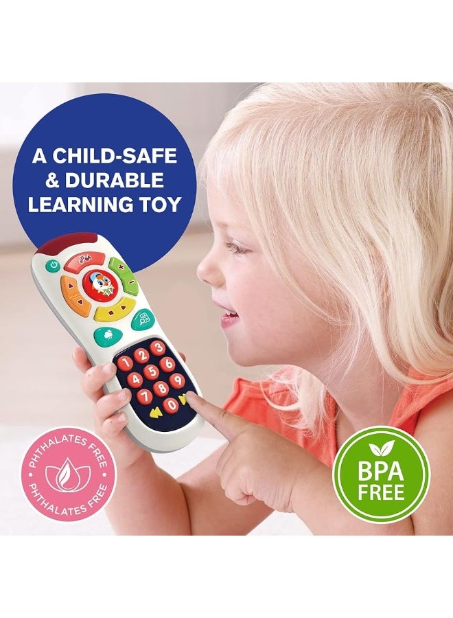 My Remote, My Program â€“ Baby Remote Control Toy for 6 Months Old and Up â€“ 20 Unique Learning Remote Buttons, Plays Baby Music Tunes, Flashing Lights, BPA Free and More