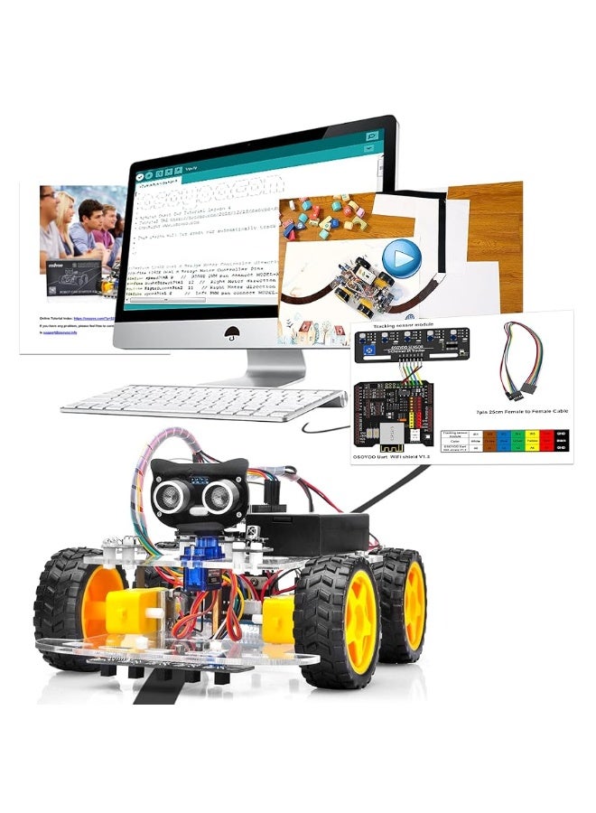 OSOYOO Robot Car Starter Kit for R3 | STEM Remote Controlled Educational Motorized Robotics for Building Programming Learning How to Code | IOT Mechanical DIY Coding for Teens Adults