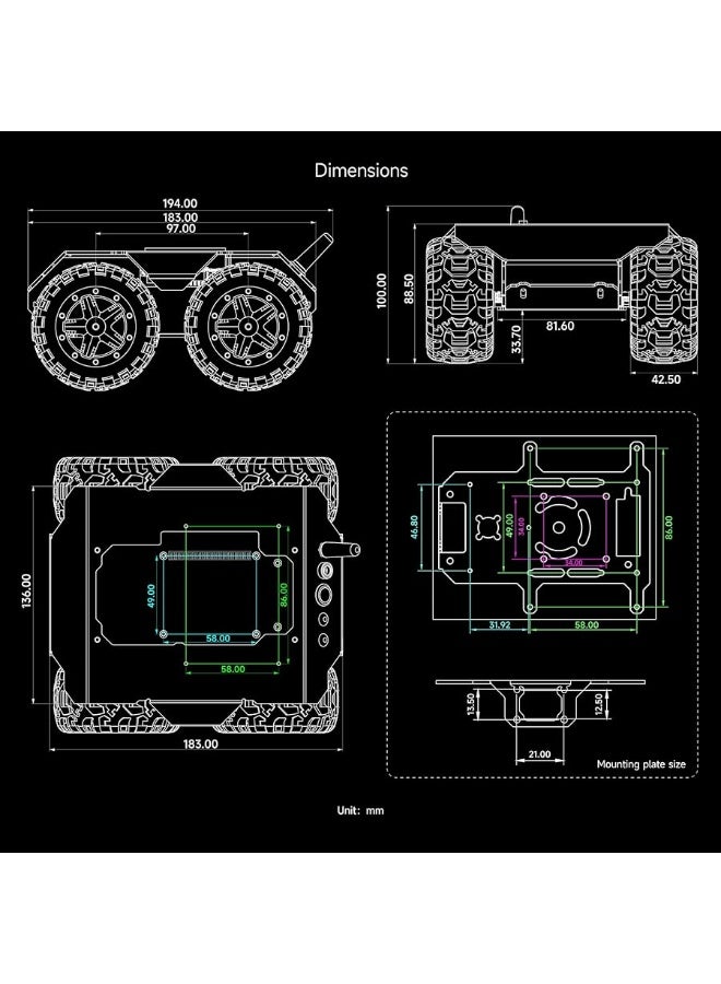 Waveshare Wave Rover Flexible and Expandable 4WD Mobile Robot Chassis, Full Metal Body, Multiple Hosts Support, with Onboard ESP32 Module