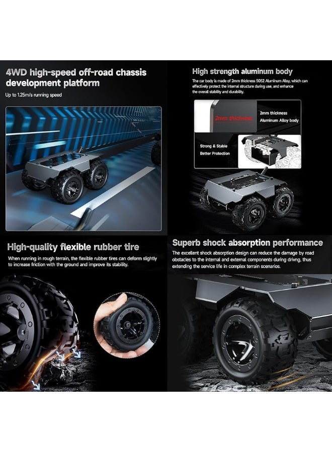 Waveshare Wave Rover Flexible and Expandable 4WD Mobile Robot Chassis, Full Metal Body, Multiple Hosts Support, with Onboard ESP32 Module