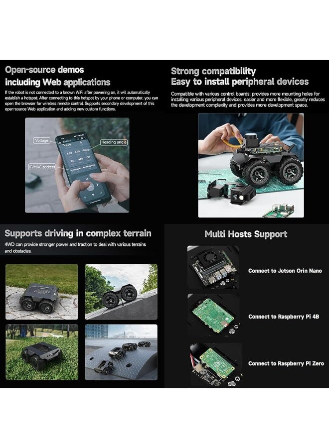 Waveshare Wave Rover Flexible and Expandable 4WD Mobile Robot Chassis, Full Metal Body, Multiple Hosts Support, with Onboard ESP32 Module