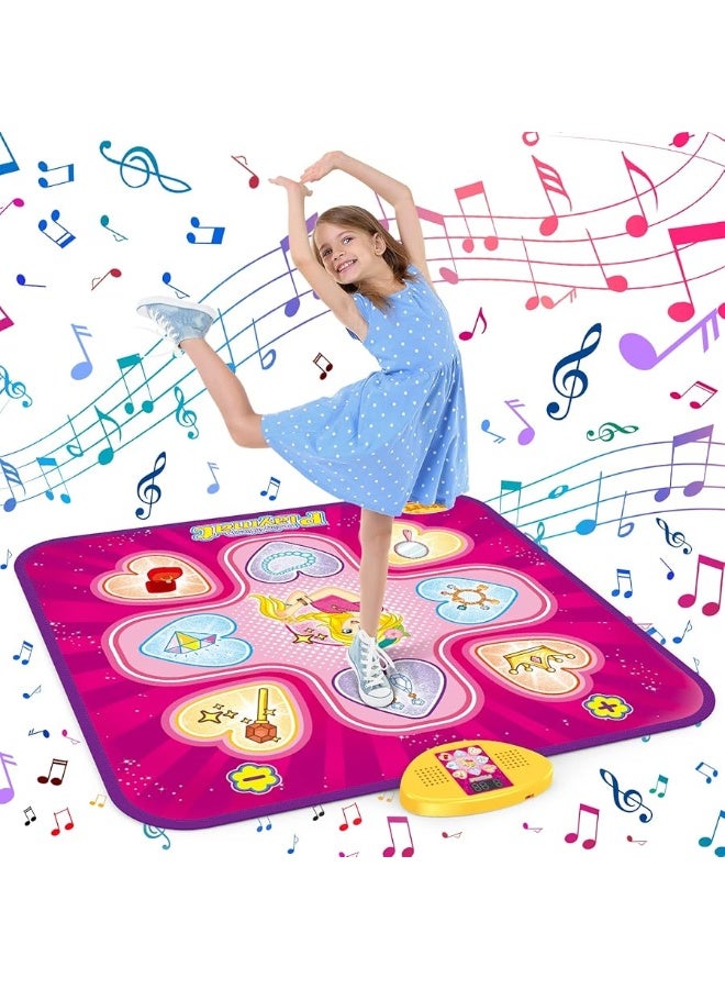 Gloween Dance Mat - Dance Toys Gifts for Age 3-10 Girls, Dance Play Mat with 7 Game Modes, LED Lights, Adjustable Volume, Built-in Music - Christmas Birthday Gifts for 3 4 5 6 7 8 9+ Years Old Kid