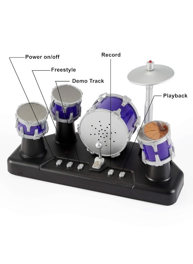 Finger Drum Set Electronic Mini Desktop Small Novelty Toy Desk Instrument Game with Sounds and Lights for Kids, Adults