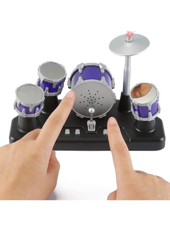 Finger Drum Set Electronic Mini Desktop Small Novelty Toy Desk Instrument Game with Sounds and Lights for Kids, Adults