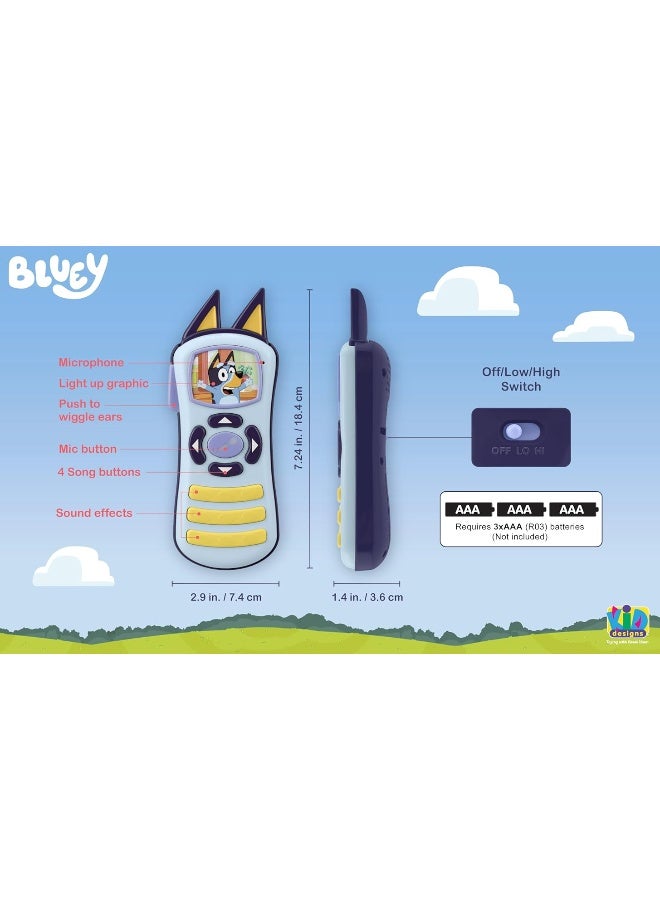 eKids Bluey Toy Remote Control for Toddlers with Built-in Music and Sound Effects, Musical Toy for Fans of Bluey Toys