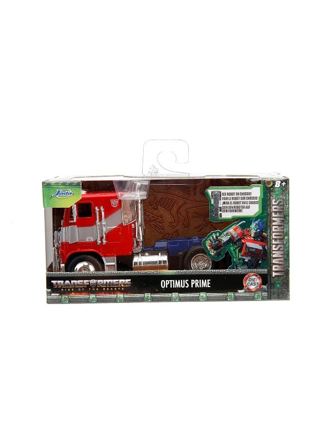 Transformers Rise of The Beast 1:32 Optimus Prime w/Robot On Chassis Die-Cast Car, Toys for Kids and Adults