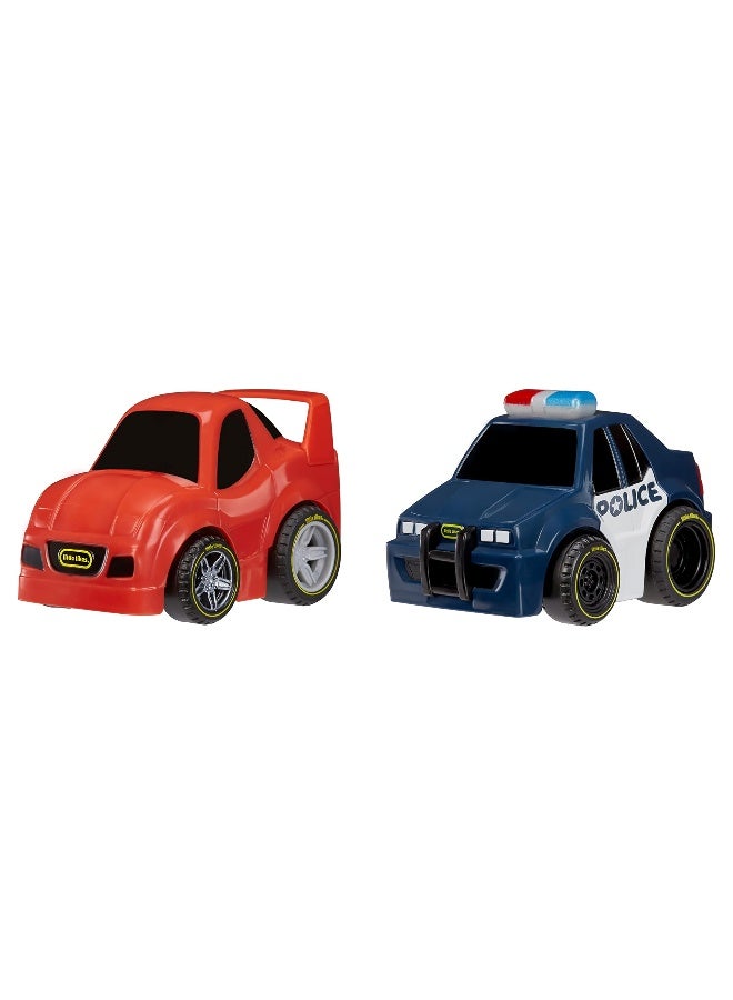 Little Tikes, My First Cars, Crazy Fast Cars 2-Pack High Speed Pursuit, Police Chase Theme Pullback Toy Car Vehicle Goes up to 50 ft