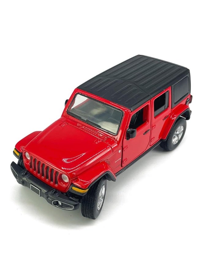 4 Door Wrangler Sahara Hard Top SUV Model Car Diecast Toy Cars 1/32 Scale Metal Vehicle Children's Die-cast Vehicles, Doors Open, Light Sound, Toys for Boys Gifts Kids Adults Men Collection, Red