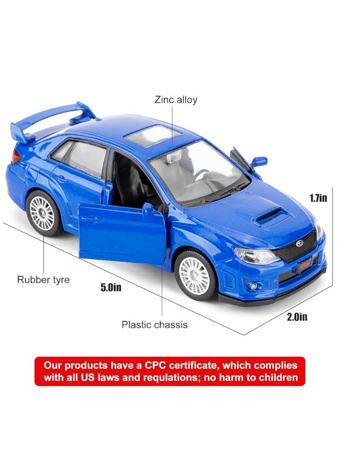 Die-cast Alloy Model Car with Pullback Function, 1/36 Scale Subaru WRX STI2010 Toy Car, Model Toys for Collecting and Decorating, Car Gift for Boys and Girls (Blue)