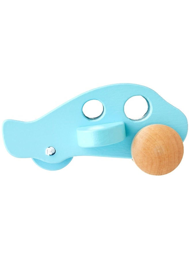 Hape Little Plane Kid's Wooden Toy Vehicle ,L: 4.9, W: 2.6, H: 3.8 inch, Blue and Beige