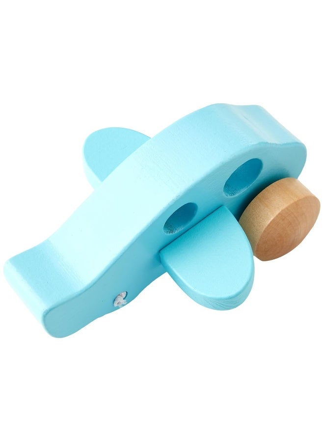 Hape Little Plane Kid's Wooden Toy Vehicle ,L: 4.9, W: 2.6, H: 3.8 inch, Blue and Beige