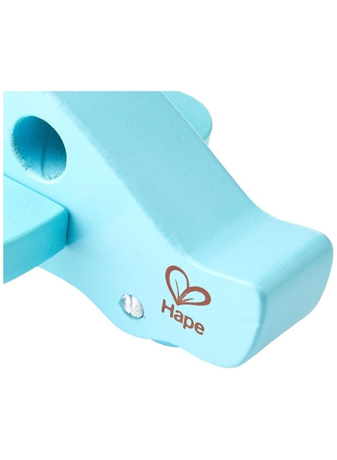 Hape Little Plane Kid's Wooden Toy Vehicle ,L: 4.9, W: 2.6, H: 3.8 inch, Blue and Beige