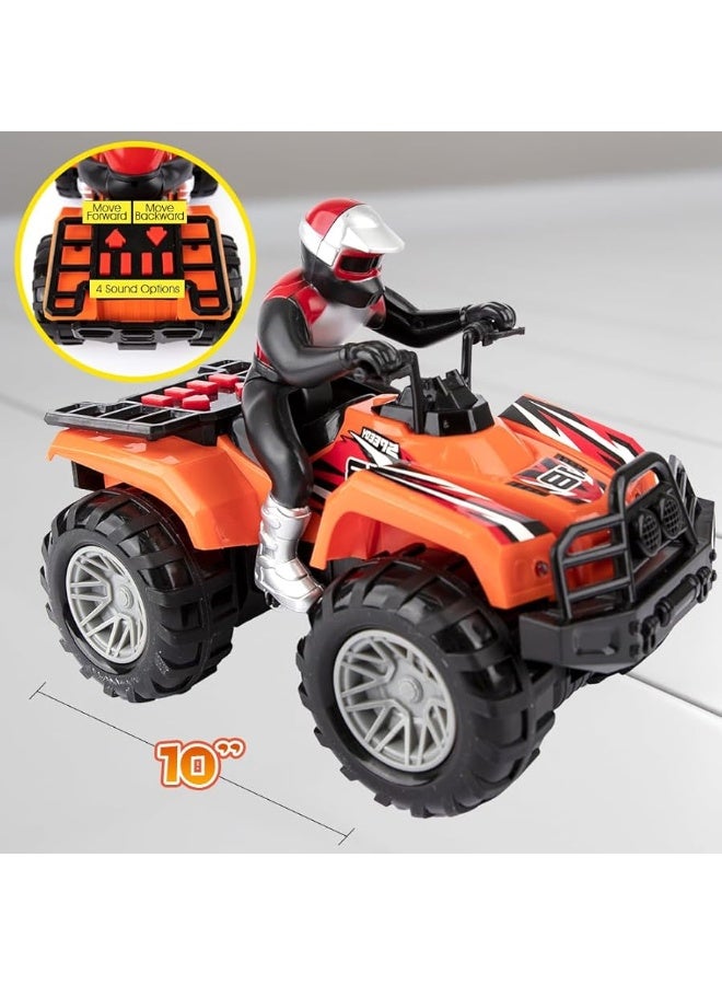 ArtCreativity Light Up ATV Toy with Sounds - 10 Inch Toy Four Wheeler with Headlights, Sounds, and Button Activated Motion, Supercross Quad Toys for Boys and Girls