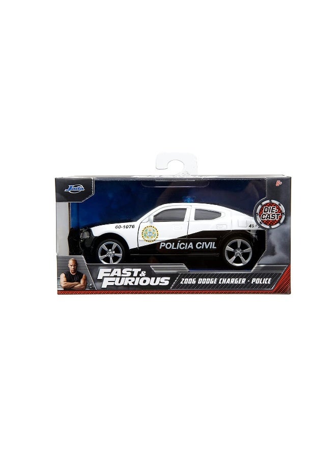 Fast & Furious 1:32 2006 Dodge Charger Police Car Die-Cast Car, Toys for Kids and Adults