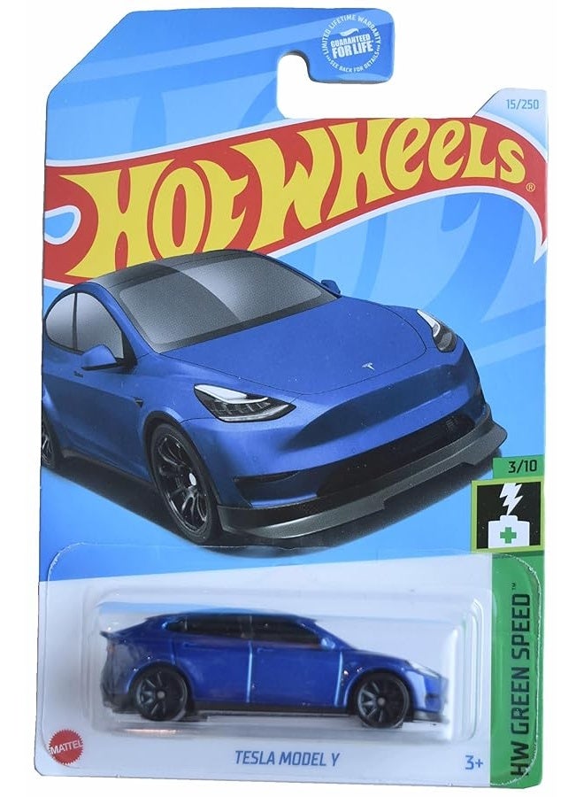 Mattel Hot Wheels Tesla Model Y HW Green Speed 310 Blue 15250