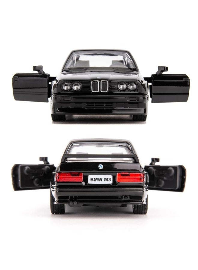 1:36 Compatible for BMW M3 1987 Toy Car, Diecast Pull Back Model Car, Doors Open, Collection Kids Toy for Aged 3 and up, Gift Black